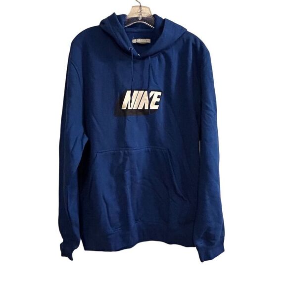 Vintage Nike Men's Medium Blue Pullover Hoodie Classic Logo